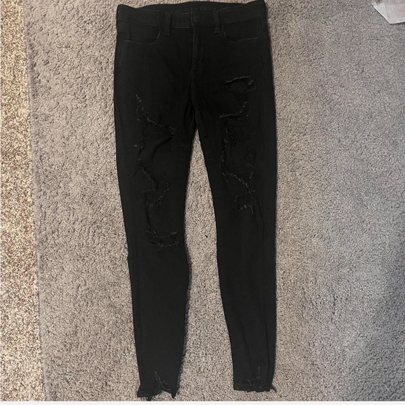 Black Ripped American Eagle Jeans Vintage Size 6 - Picture 4 of 8